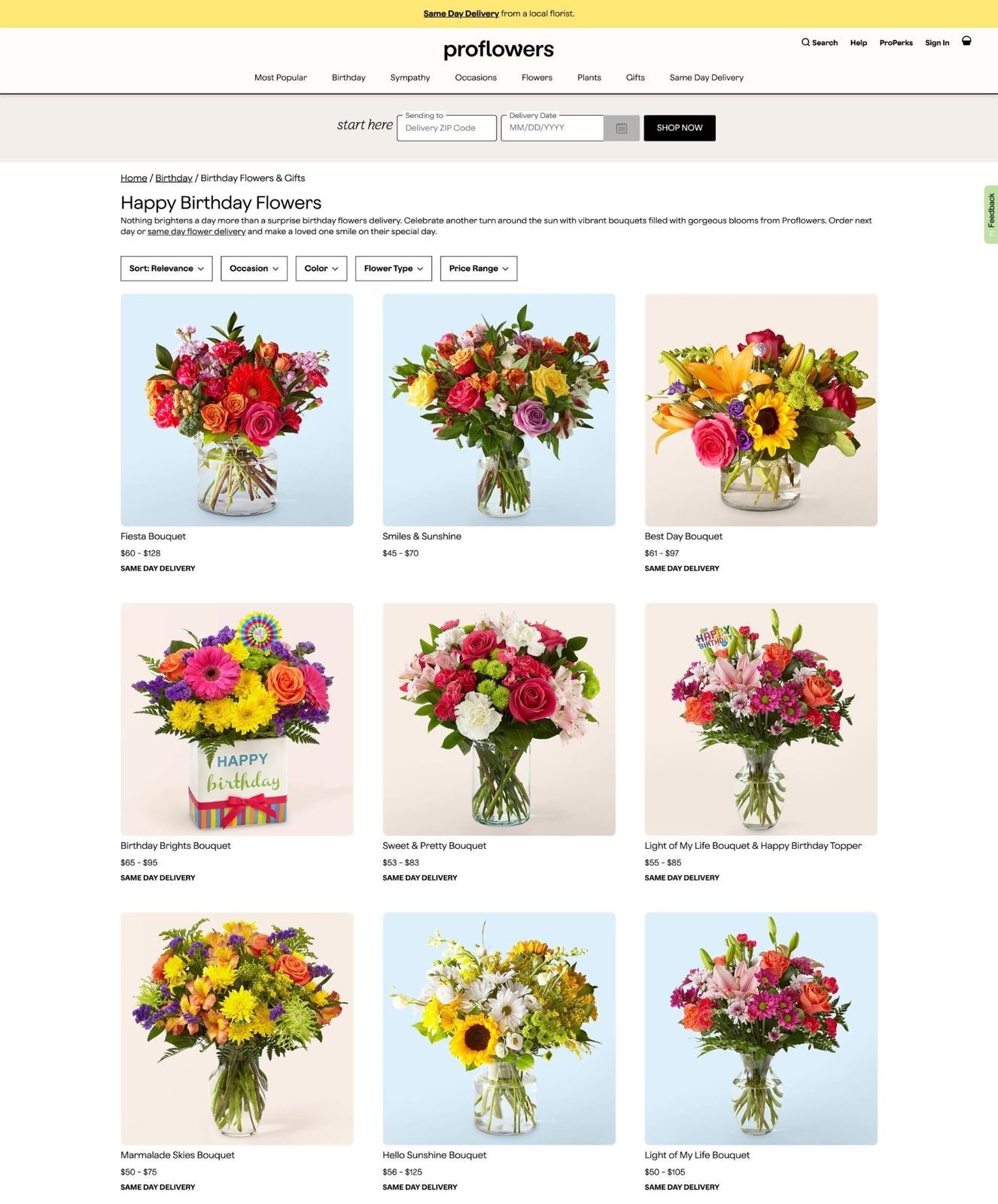 Birthday Flowers Category
