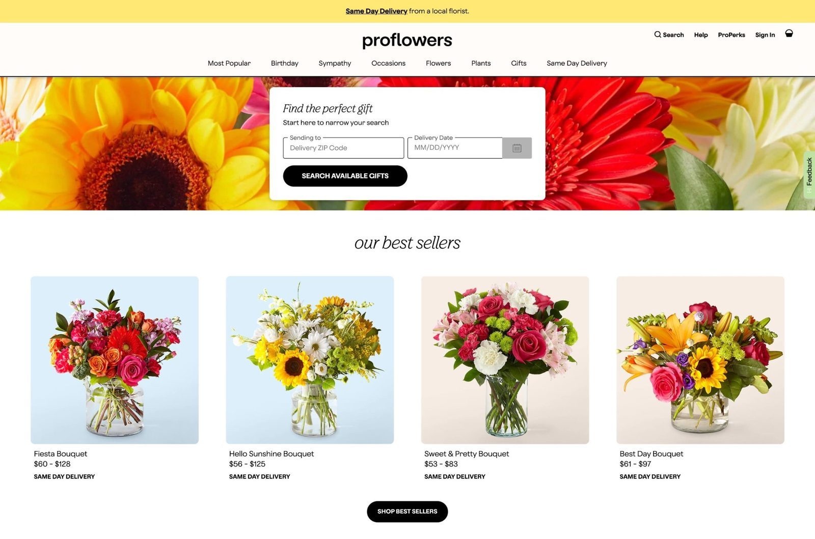 ProFlowers Homepage