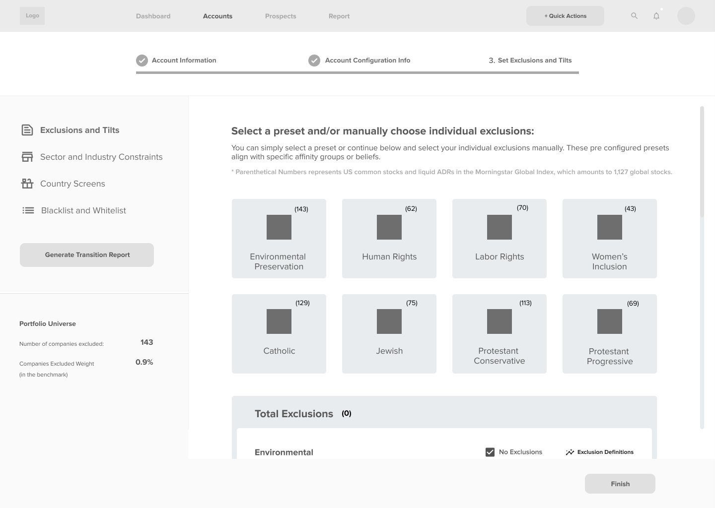 Exclusions Wireframe